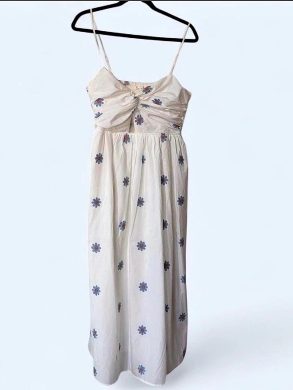Baevly Floral Maxi Dress in White & Blue Size Large